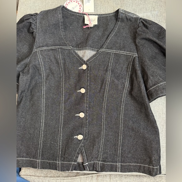 Umgee Black button up Jean Jacket size Small NWT casual night out or dress it up - Picture 3 of 9